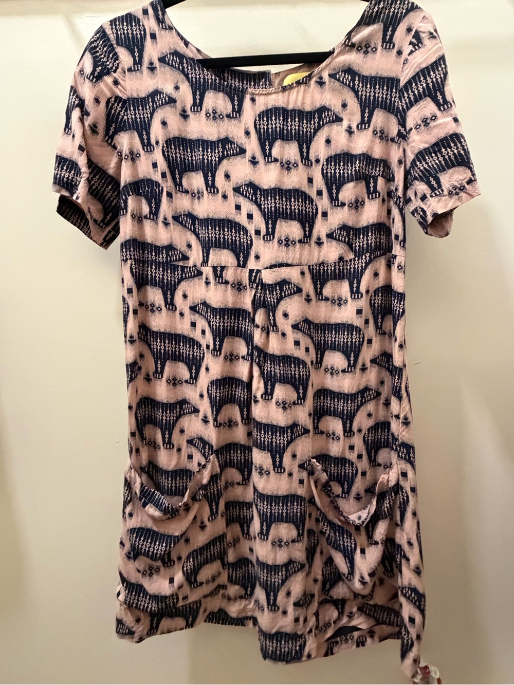 Maeve Pink and Navy Animal Print Short Sleeve Dress